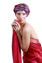 Turban and with artistic visage Royalty Free Stock Photo