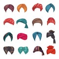 Turbans. Arabian and indian clothes recent vector authentic arabian set