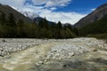 Turbid water of a mountain river.