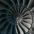 Turbine blades wings spiral effect abstract fractal pattern background Spiral industrial production metallic stair background Turb