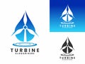 Turbine combination with falling water logo design vector template. Windmill energy logo design icon Royalty Free Stock Photo
