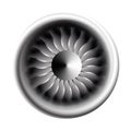 Turbine engine jet for airplane with fan bladesin a circular motion. Vector illustration for aircraft industry. Close-up