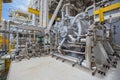 Turbine gas compressor of oil and gas processing platform Royalty Free Stock Photo