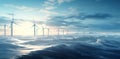 Turbine generate sky electricity renewable windmill power wind sea ocean energy Royalty Free Stock Photo