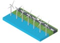 turbine power. Isometric clean energy concept.
