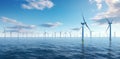 Turbine sky electricity windmill sea ocean wind energy power generate renewable Royalty Free Stock Photo