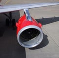 turbine under the wing of an airplane, passenger plane.