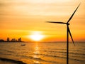 Turbine Wind Farm Offshore Sunset