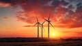 turbine wind farm sunset Royalty Free Stock Photo