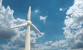 Turbine windmill electricity alternative generator energy power blue sky background wallpaper copy space industry