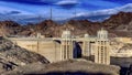 The turbines of the Hoover Dam, on the course of the Colorado River, in the United States of America. Royalty Free Stock Photo