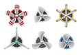 Turbines icons. Aircraft propeller turbines. Aircraft turbine, fan blade, wind ventilator, equipment turbine generator