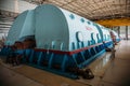 Turbo generator with hydrogen cooling at the machinery room of Nuclear Power Plant Royalty Free Stock Photo