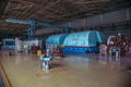 Turbo generator with hydrogen cooling at the machinery room of Nuclear Power Plant Royalty Free Stock Photo