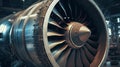 Turbo-jet engine of the plane, close up