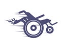 Turbo motor wheelchair with fired exhaust pipe, speed engine with turbine, racing wheelchair icon