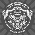 Turbocharging racing engine - motor emblem Royalty Free Stock Photo