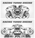 Turbocharging racing engine and motorcycle motor