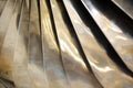 Turbojet engine blades close-up in warm light shine