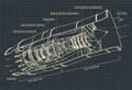 Turbojet engine drawings