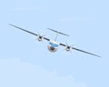 Turboprop airplane in flight