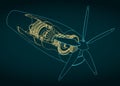 Turboprop engine blueprint Royalty Free Stock Photo