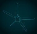 Turboprop-engine propeller isometric blueprint Royalty Free Stock Photo