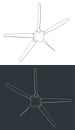 Turboprop-engine propeller isometric blueprints Royalty Free Stock Photo