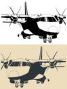 Turboprop transport aircraft illustrations close-up