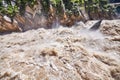 Turbulent muddy mountain river.