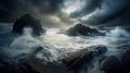 Turbulent sea under a dramatic storm sky Royalty Free Stock Photo