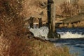 Water being release from a pond into a river Royalty Free Stock Photo