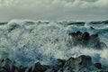 turbulent waves of Pacific ocean and rugged beauty Royalty Free Stock Photo