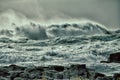 turbulent waves of Pacific ocean and rugged beauty Royalty Free Stock Photo