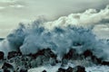 turbulent waves of Pacific ocean and rugged beauty Royalty Free Stock Photo