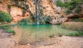 Turche cave pond and waterfall in Valencia Royalty Free Stock Photo