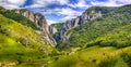 Turda gorge Cheile Turzii is a natural reserve with marked trails for hikes on Hasdate River