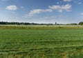 Turf hippodrome in Germany, Magdeburg. Green grass field. View f