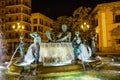 Turia Fountain on Square of the Virgin Saint Mary, Valencia, Spain. Royalty Free Stock Photo