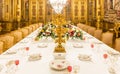 Royal Palace Dining Room. Luxury elegant ancient interior, vintage style