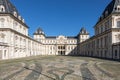 Turin, Italy - castle exterior. Historical landmark with blue sky and daylight