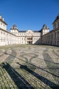 Turin, Italy - castle exterior. Historical landmark with blue sky and daylight