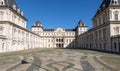 Turin, Italy - castle exterior. Historical landmark with blue sky and daylight