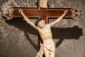 Old crucifix made of wood and ivory. Jesus Christ symbol of resurrection and life after the death