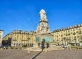 Camillo Benso monument in Piazza Carlo Emanuele II square. Milan, Lombardy, Italy