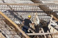 Turin, Italy 1 June 2013 : Carpenter at work in construction site preparing Royalty Free Stock Photo