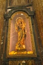 Turin, Italy, 27 June 2019: Interior of the Sanctuary of Mary. Help of Christians of the Faithful in Turin. A statue of Our Lady