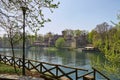 Borgo medievale, medieval village and castle with Po river in a sunny day, Turin, Italy Royalty Free Stock Photo