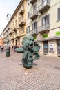 The bronze sculpture titled Eco by Marc Didou, located on the Piazza Nuova, Turin