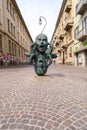 The bronze sculpture titled Eco by Marc Didou, located on the Piazza Nuova, Turin